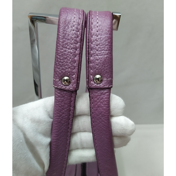 Coach Penelope Purple Pebbled Leather Double Handles Satchel Shoulder Bag - Picture 7 of 16